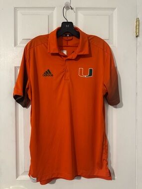 Adidas Men’s Orange University of Miami Hurricanes Polo Shirt